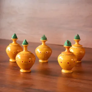 Kalash Set Of 5 | Wooden haldi kumkum dabba for gift