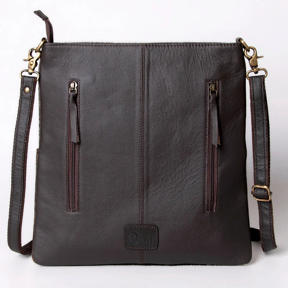 KBA119 - KBA119 -CROSS BODY Hand Tooled Saddle Leather and Upcycled Canvas Ladies Bag 14.5x14 KBA119