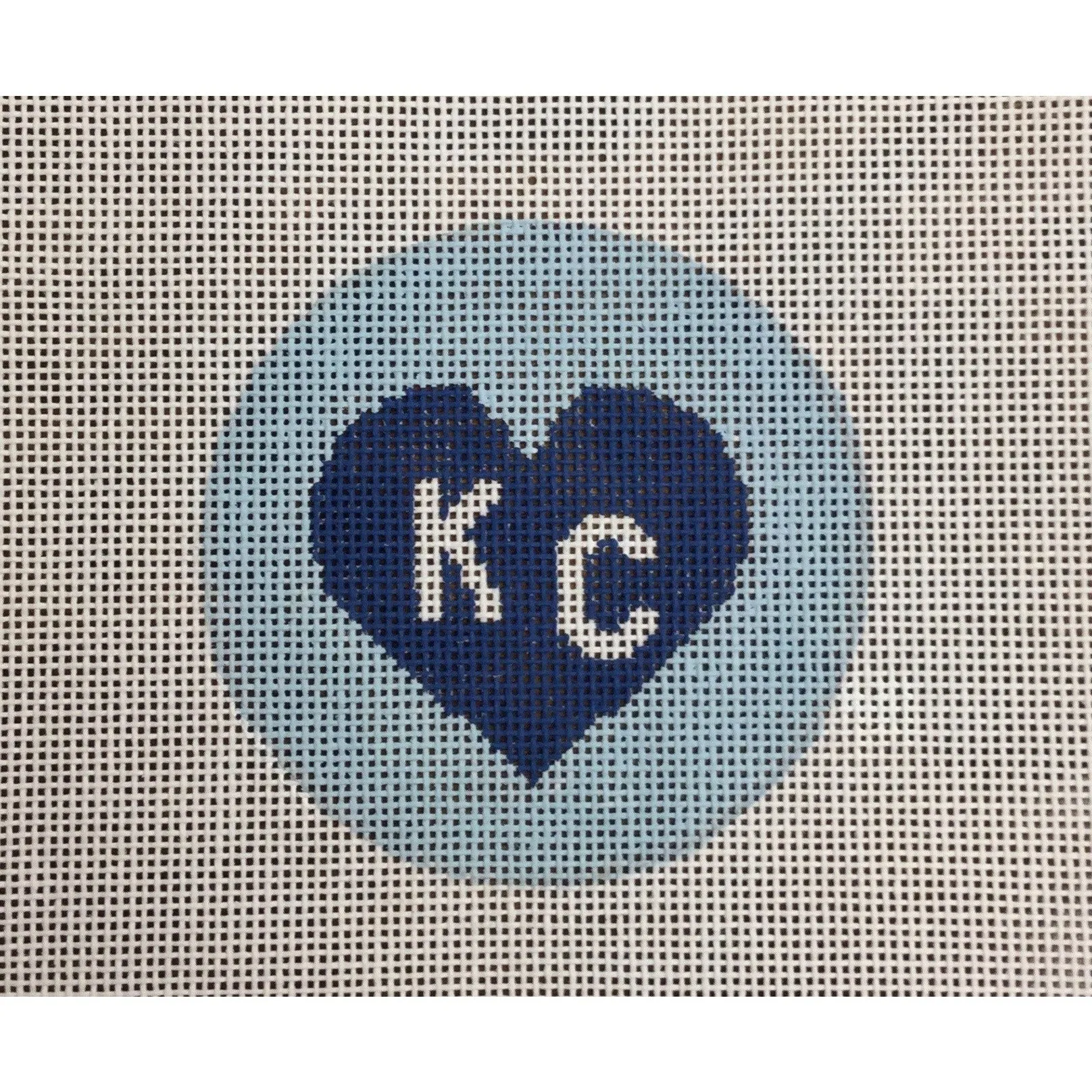 KC in Heart 3" Round Canvas