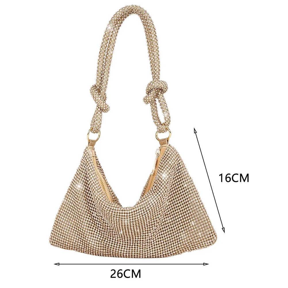 Knot Handle Rhinestones Evening Clutch Bag
