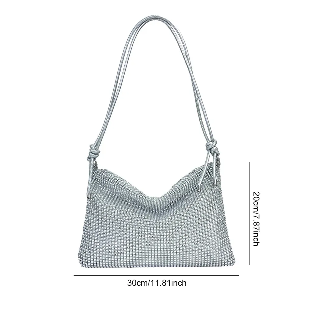 Knot Handle Rhinestones Evening Clutch Bag
