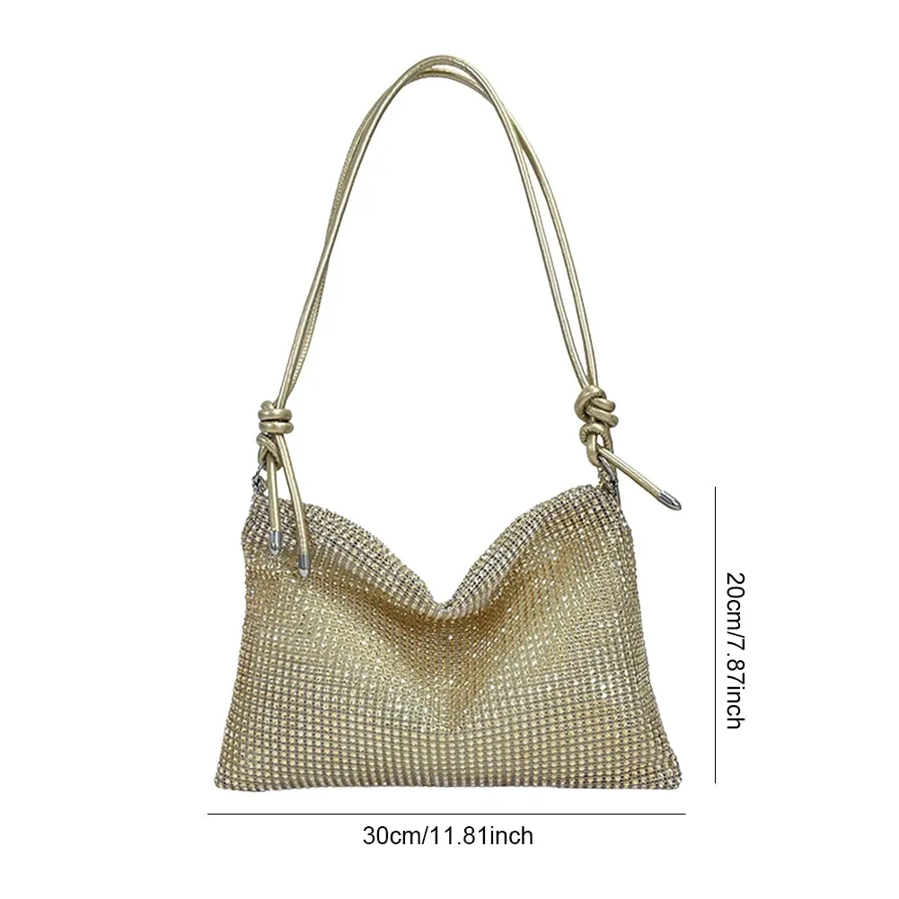 Knot Handle Rhinestones Evening Clutch Bag