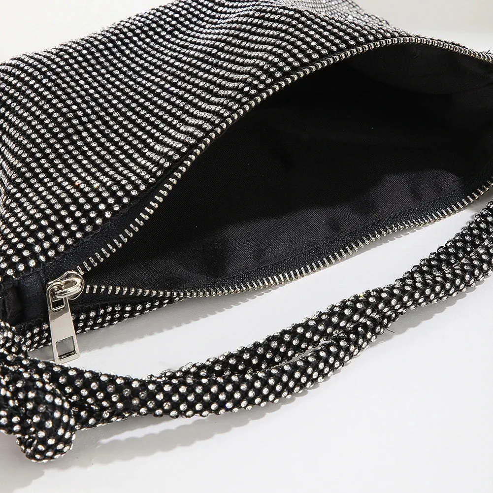 Knot Handle Rhinestones Evening Clutch Bag