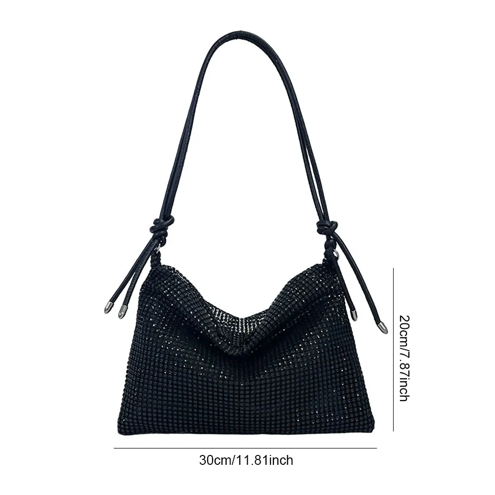 Knot Handle Rhinestones Evening Clutch Bag