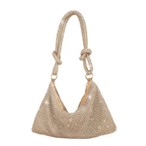 Knot Handle Rhinestones Evening Clutch Bag