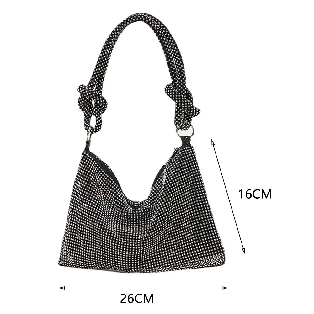Knot Handle Rhinestones Evening Clutch Bag
