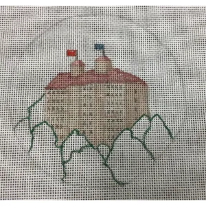 KU Fraser Hall Round Canvas
