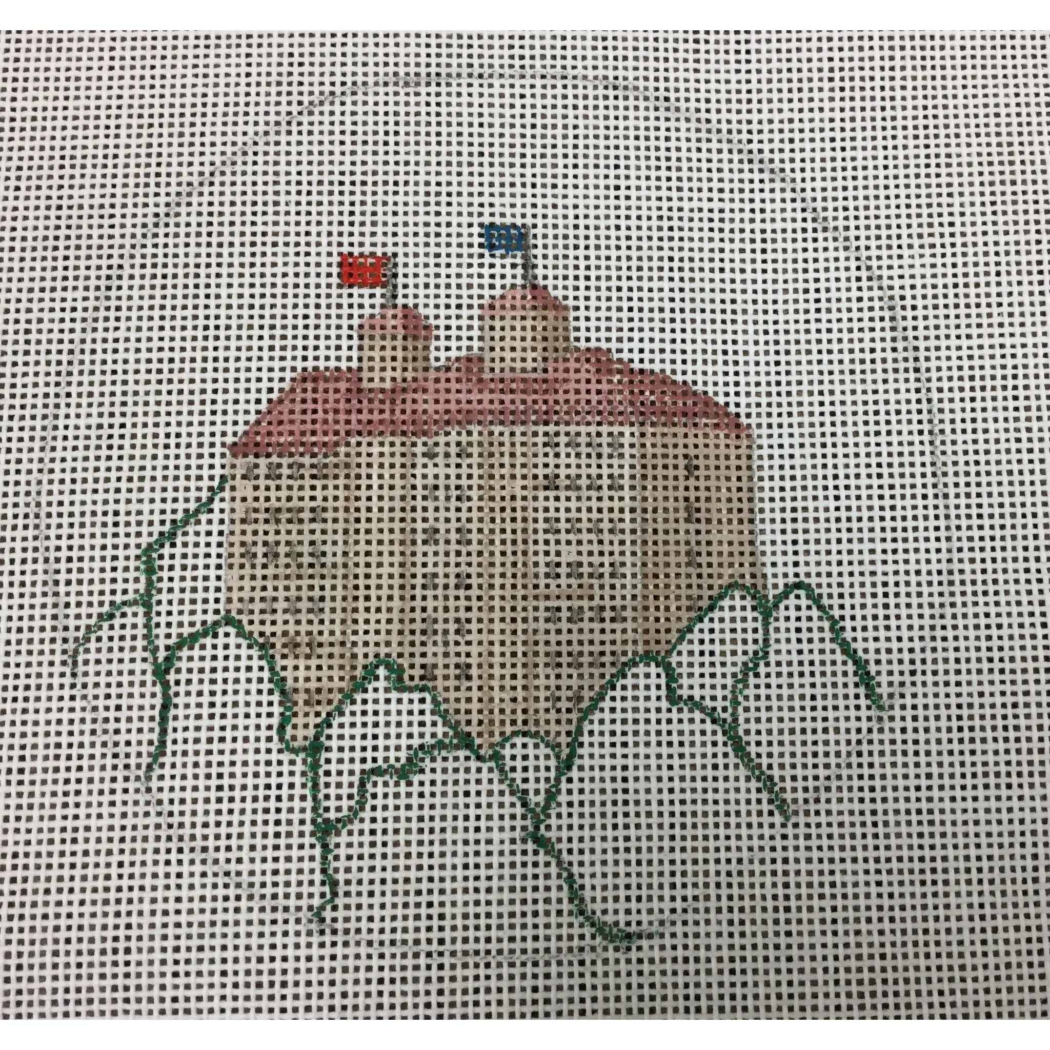 KU Fraser Hall Round Canvas