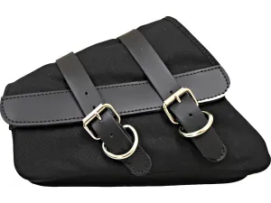 La Rosa Design Canvas Swing Arm Left Saddle Bag With Black Straps Black For 04-20 Sportster