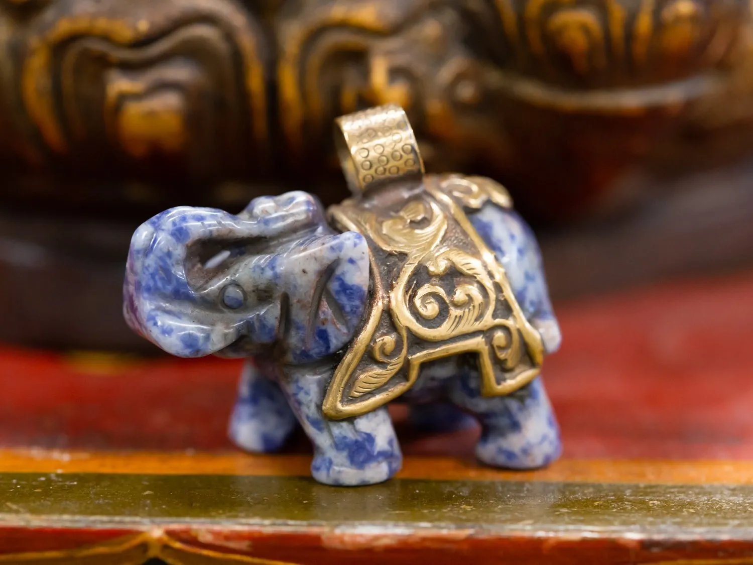 Lapis Elephant Statue or Pendant