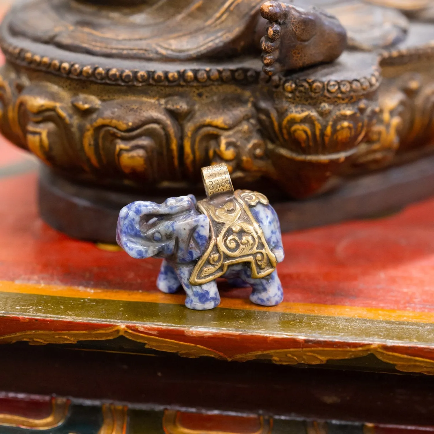 Lapis Elephant Statue or Pendant