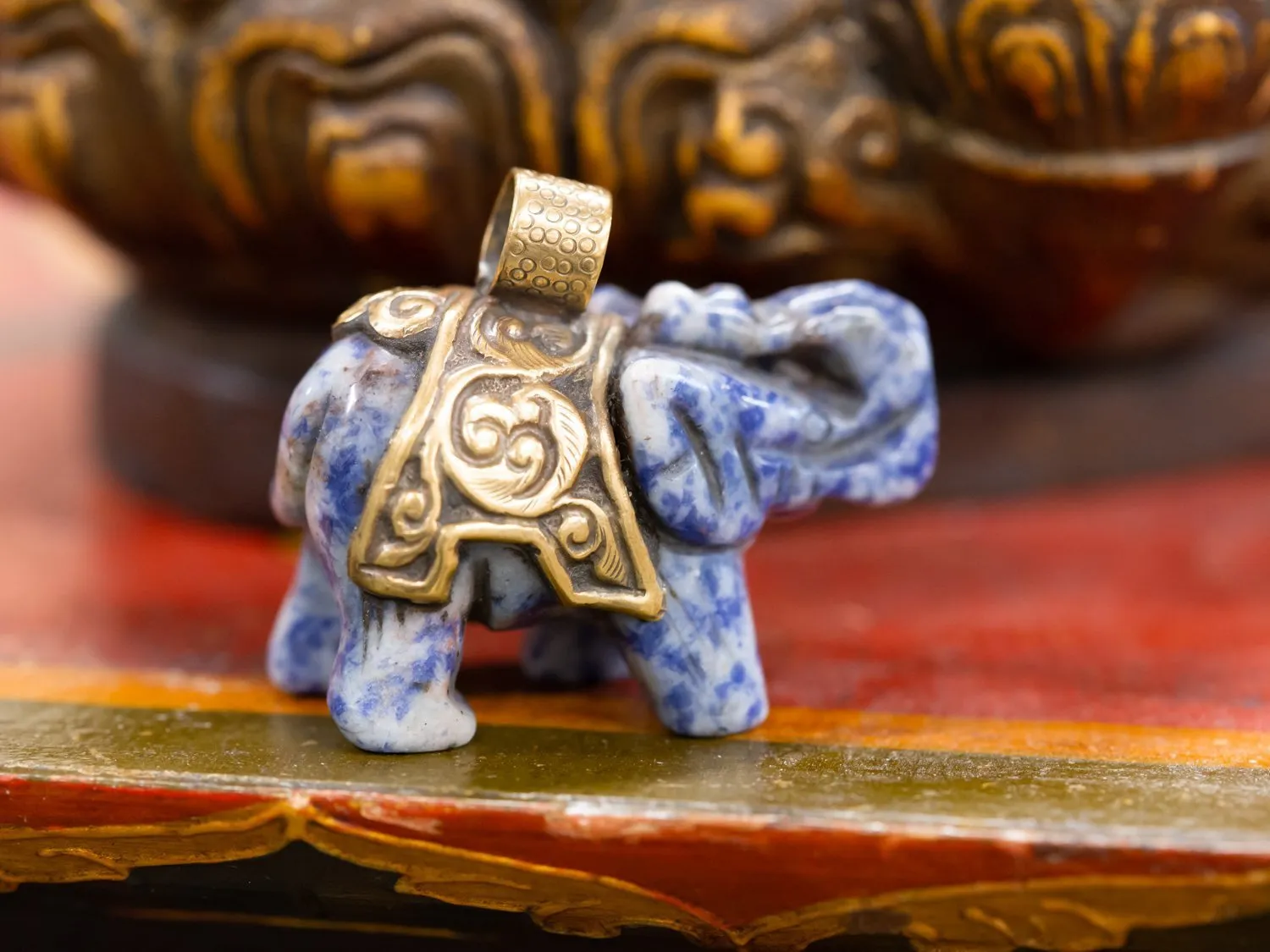 Lapis Elephant Statue or Pendant