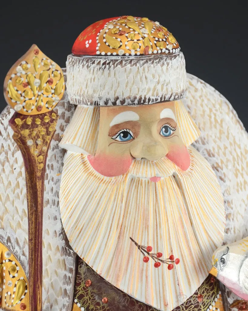 Large and Ornate Red Russian Santa with Nutcracker