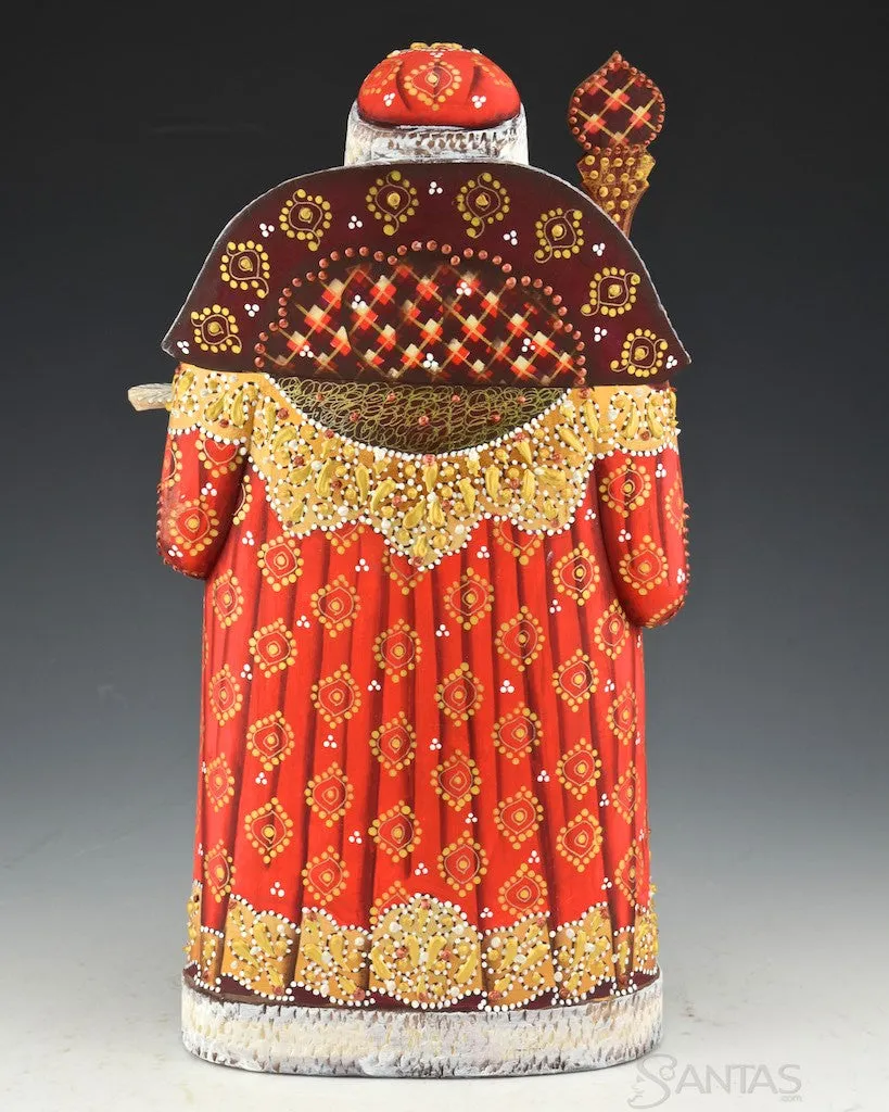 Large and Ornate Red Russian Santa with Nutcracker
