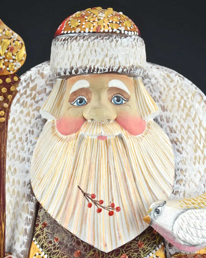 Large and Ornate Red Russian Santa with Nutcracker
