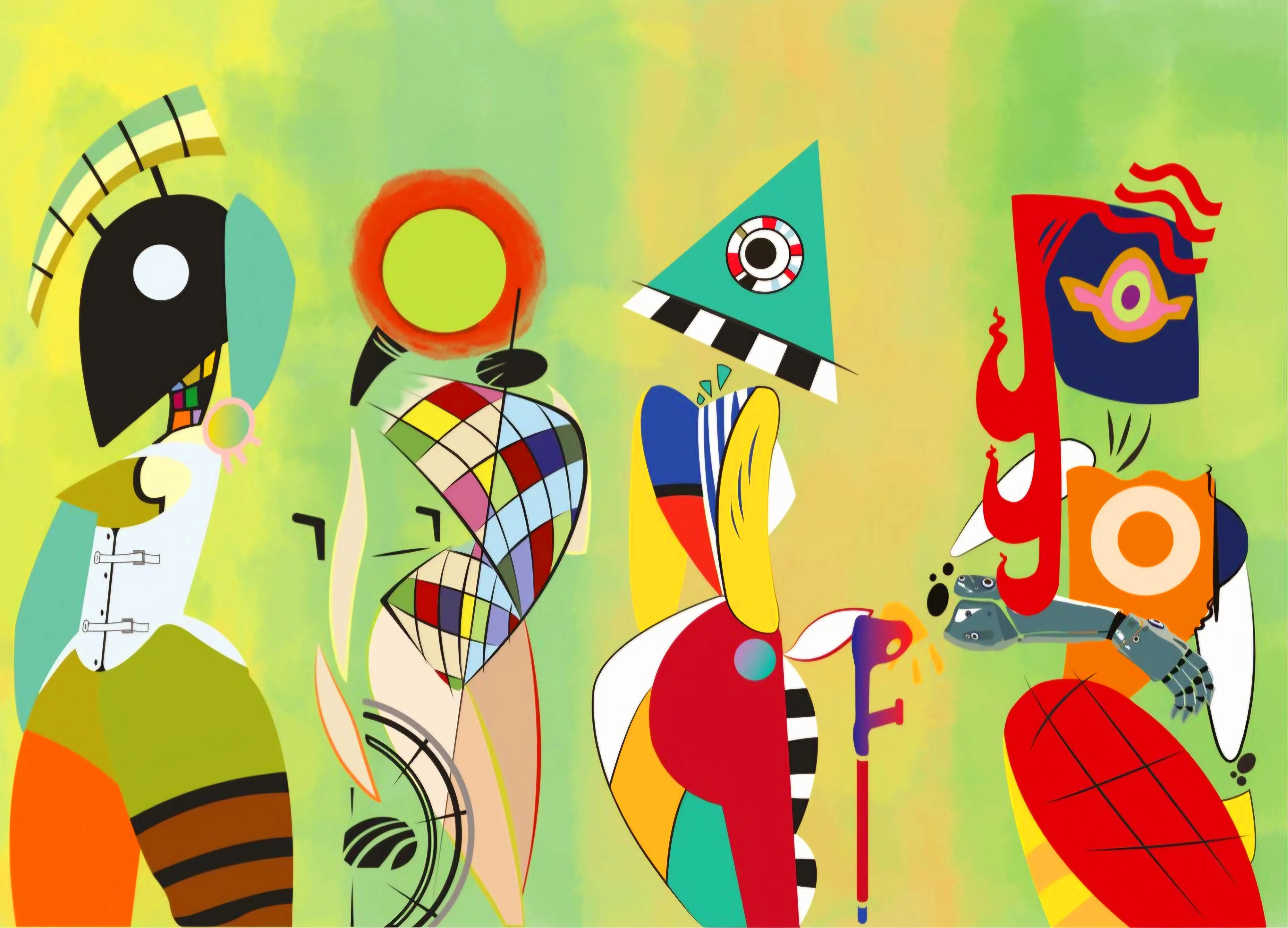 Las Musas Work of Art - Painted by Wassily Kandinsky - Circa. 1925. High Quality Polyester Cotton Canvas Print. Ready to be Framed. Available in One Large Size. 60cm X 90cm.
