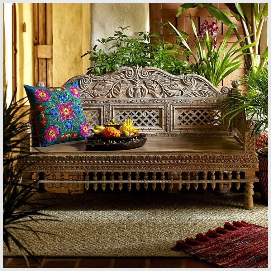 Lattoo Carved Bench