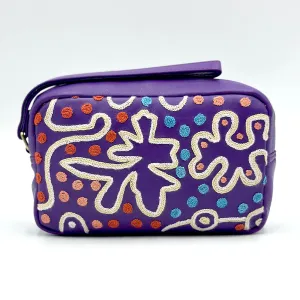 Leather Emb Toiletry Bag featuring Yam and Bush Tomato Dreamings by Paddy Stewart