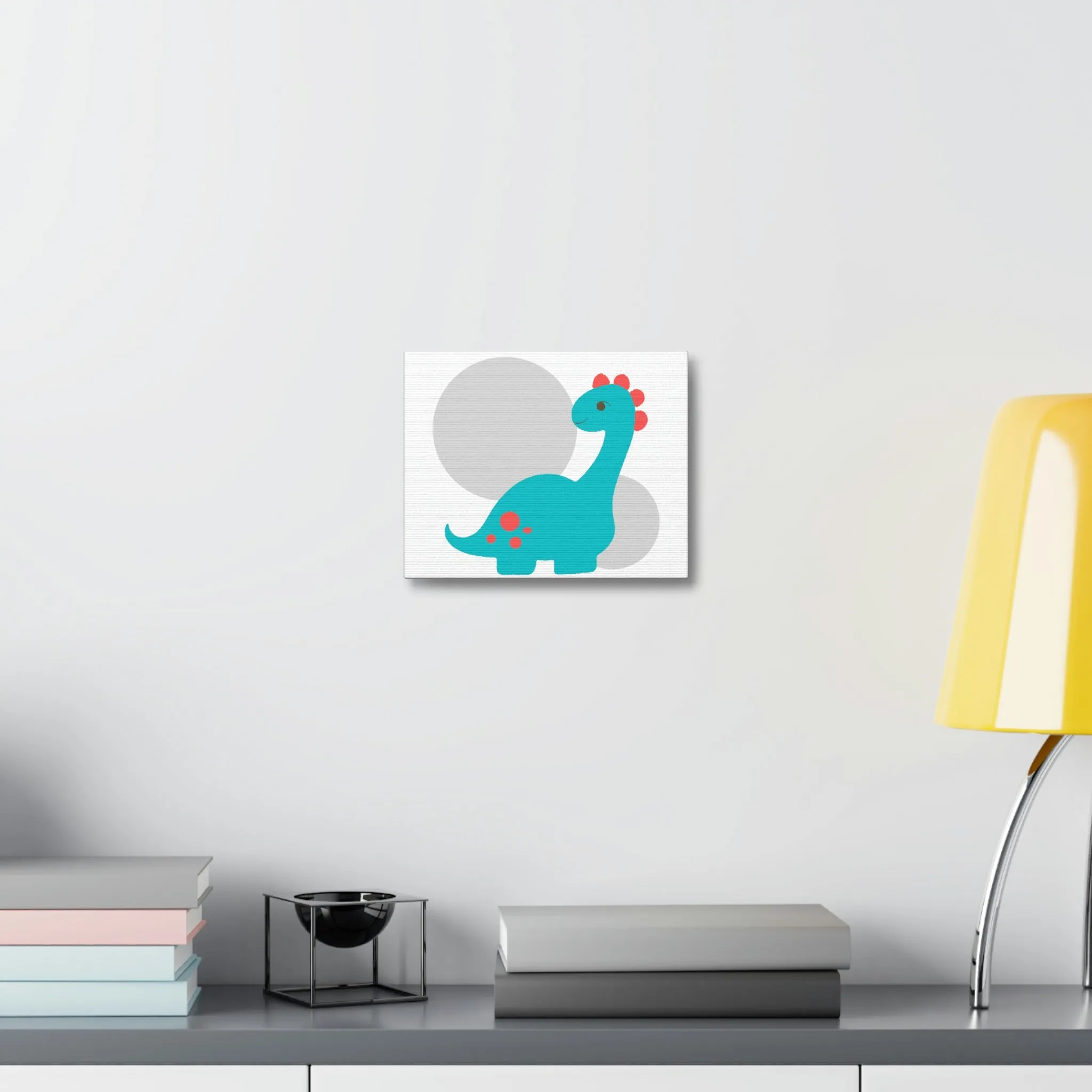 Light Blue Long Neck Dinosaur Stretched Canvas