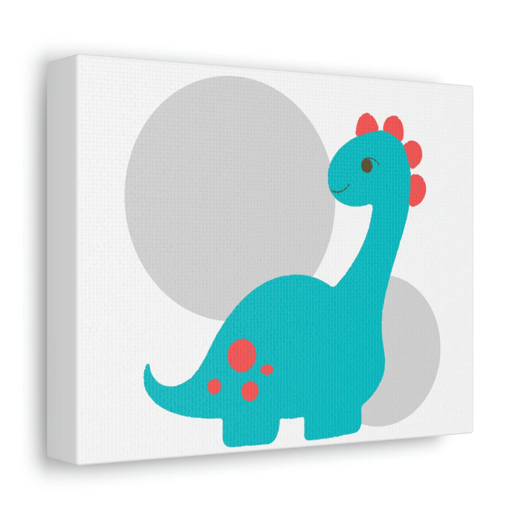 Light Blue Long Neck Dinosaur Stretched Canvas