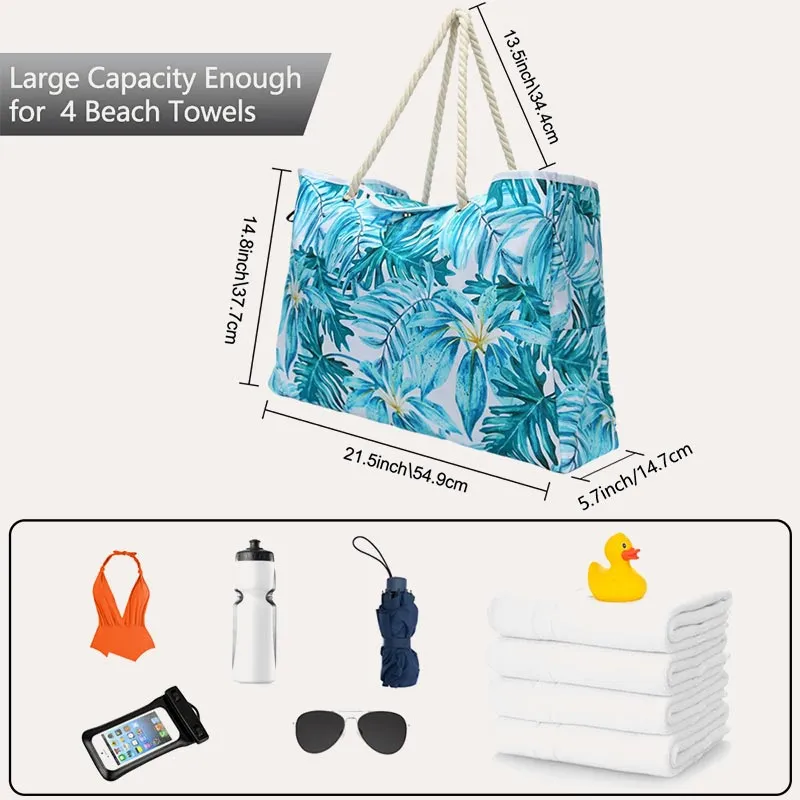 Lightweyght Floral Women Beach Bag Pool Bag Large Waterproof Tote