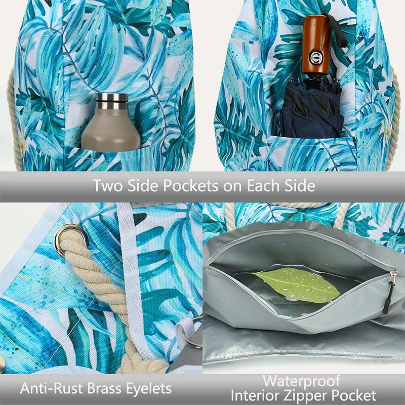 Lightweyght Floral Women Beach Bag Pool Bag Large Waterproof Tote