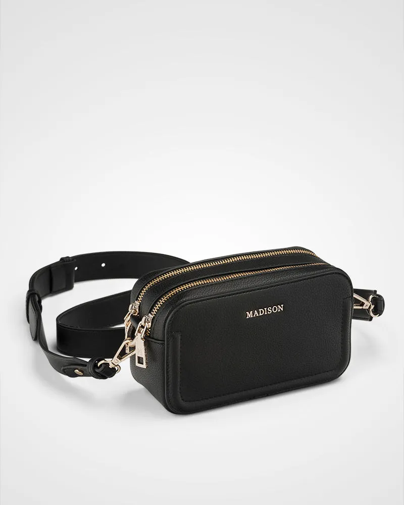 Maddie Double Zip Camera Crossbody Bag   Leopard Bag Strap