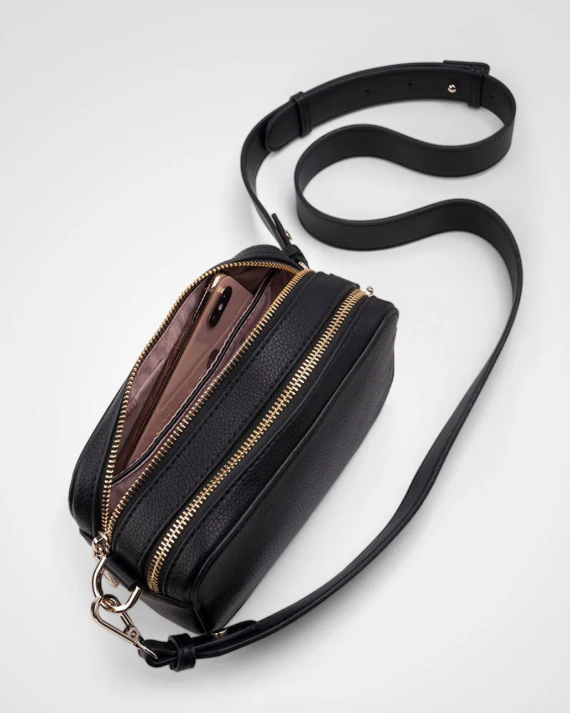 Maddie Double Zip Camera Crossbody Bag   Leopard Bag Strap
