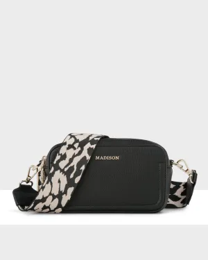 Maddie Double Zip Camera Crossbody Bag   Leopard Bag Strap