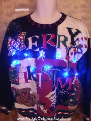 MERRY CHRISTMAS Cute Xmas Sweater with Lights