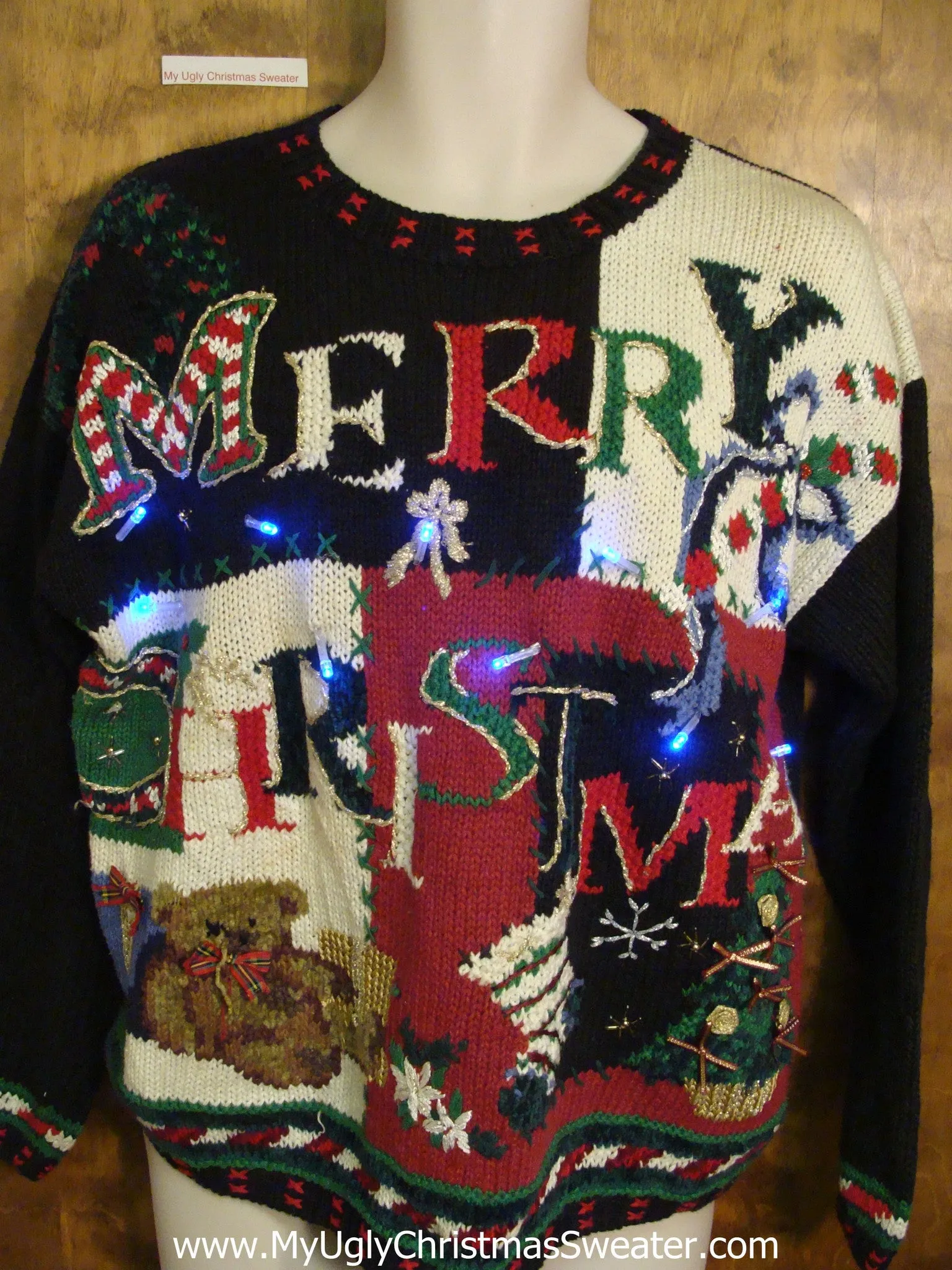 MERRY CHRISTMAS Cute Xmas Sweater with Lights