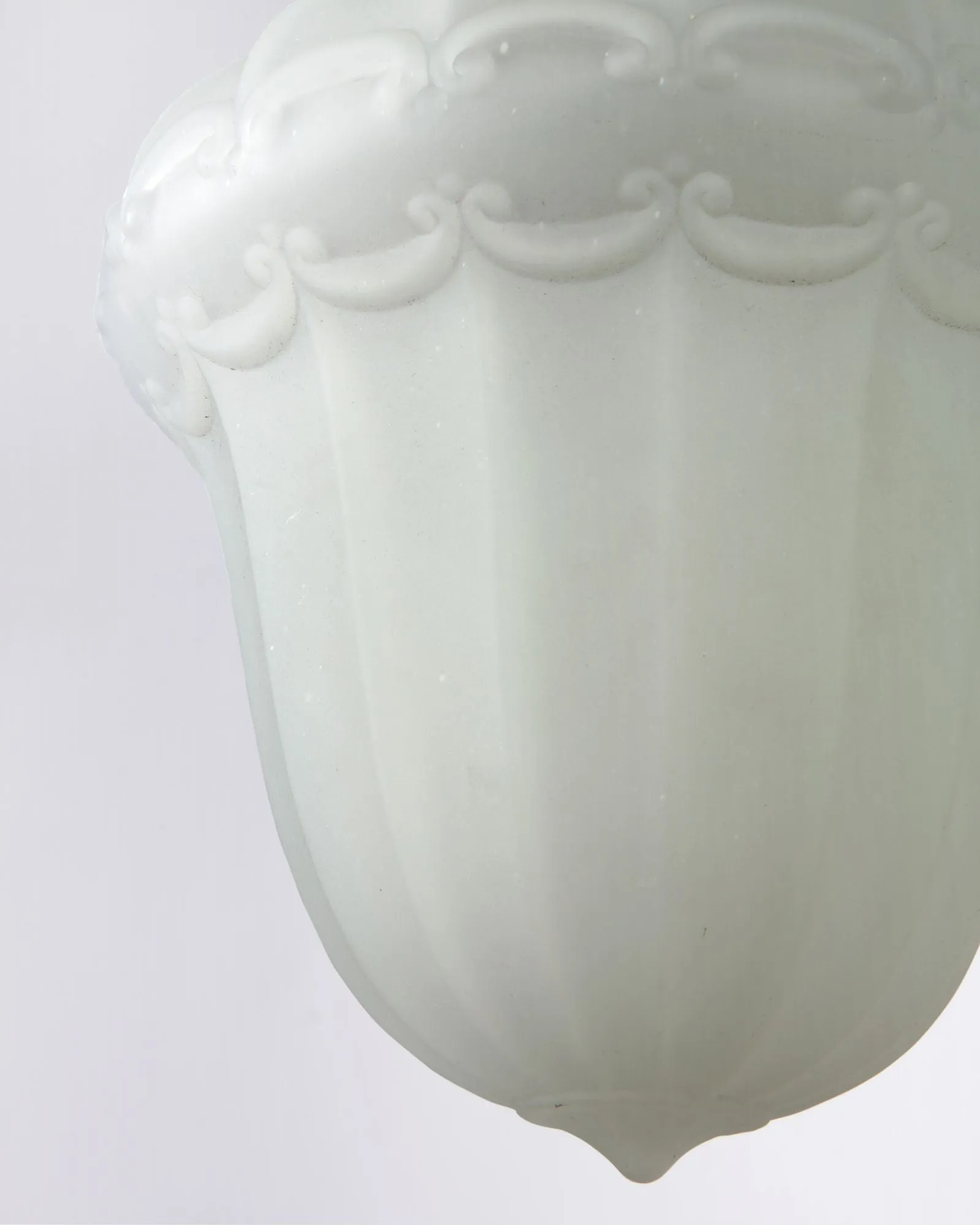 Milk Glass Pendant with Scroll Details