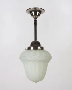 Milk Glass Pendant with Scroll Details