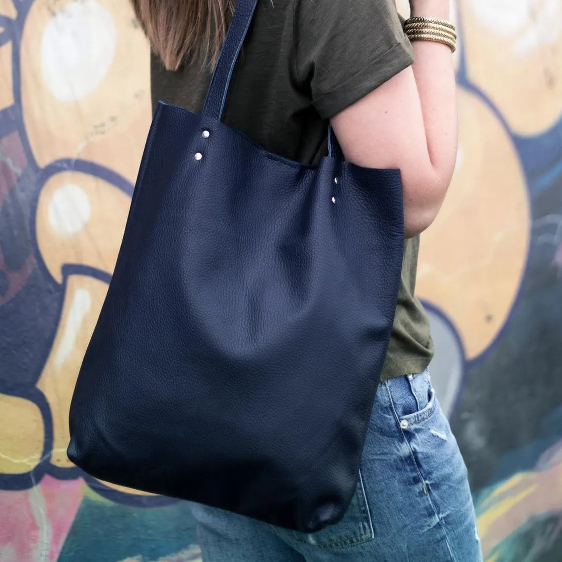 Minimal Rectangular Leather Tote Bag
