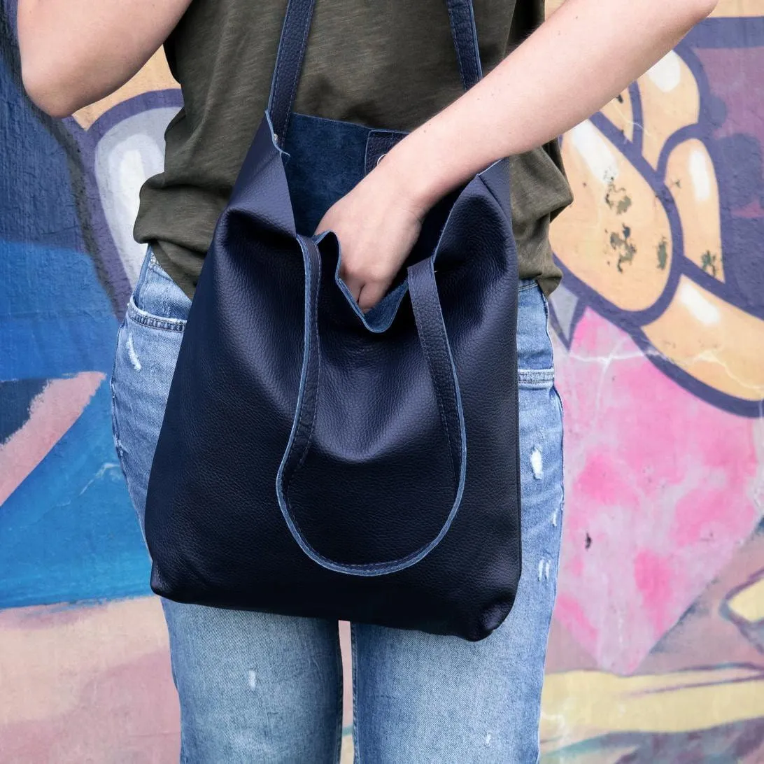 Minimal Rectangular Leather Tote Bag