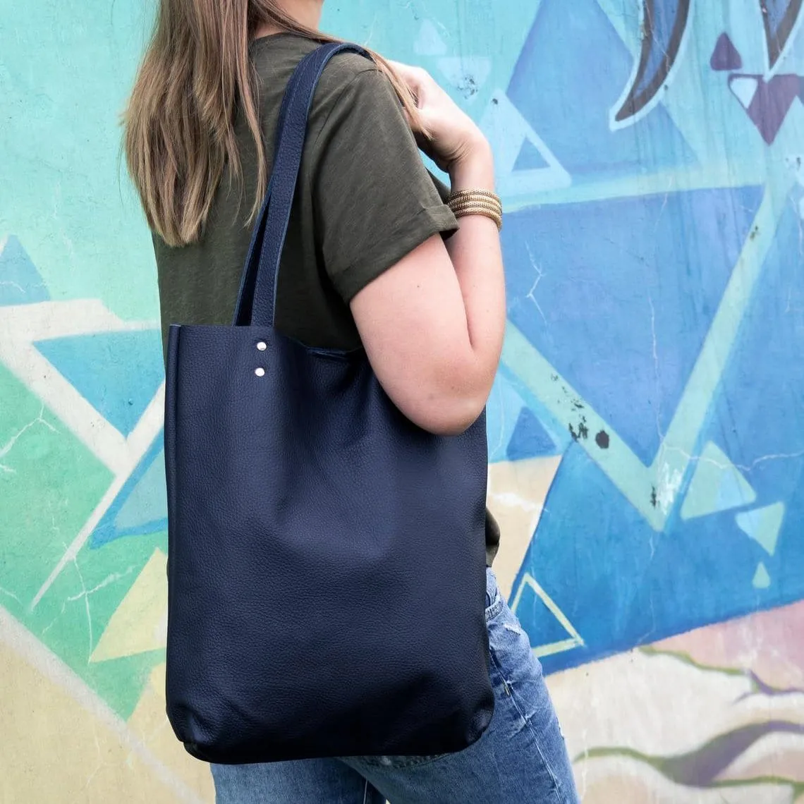 Minimal Rectangular Leather Tote Bag
