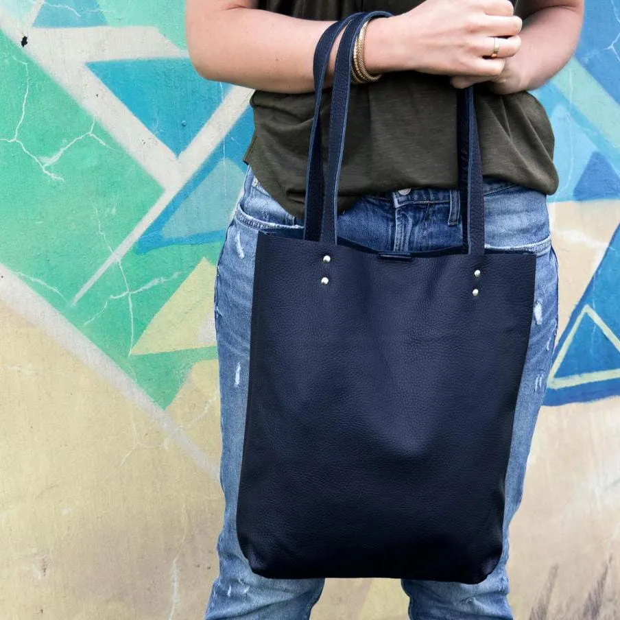 Minimal Rectangular Leather Tote Bag