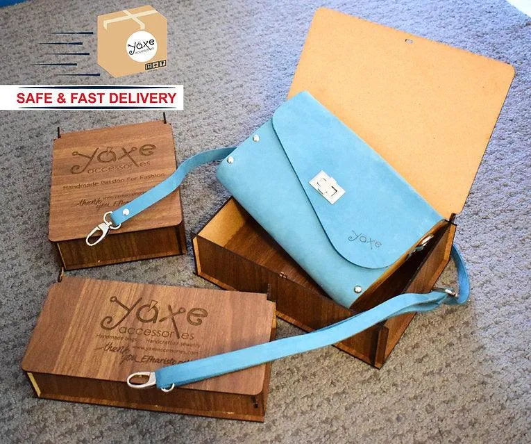Mocha belt brown bag from leather and wood