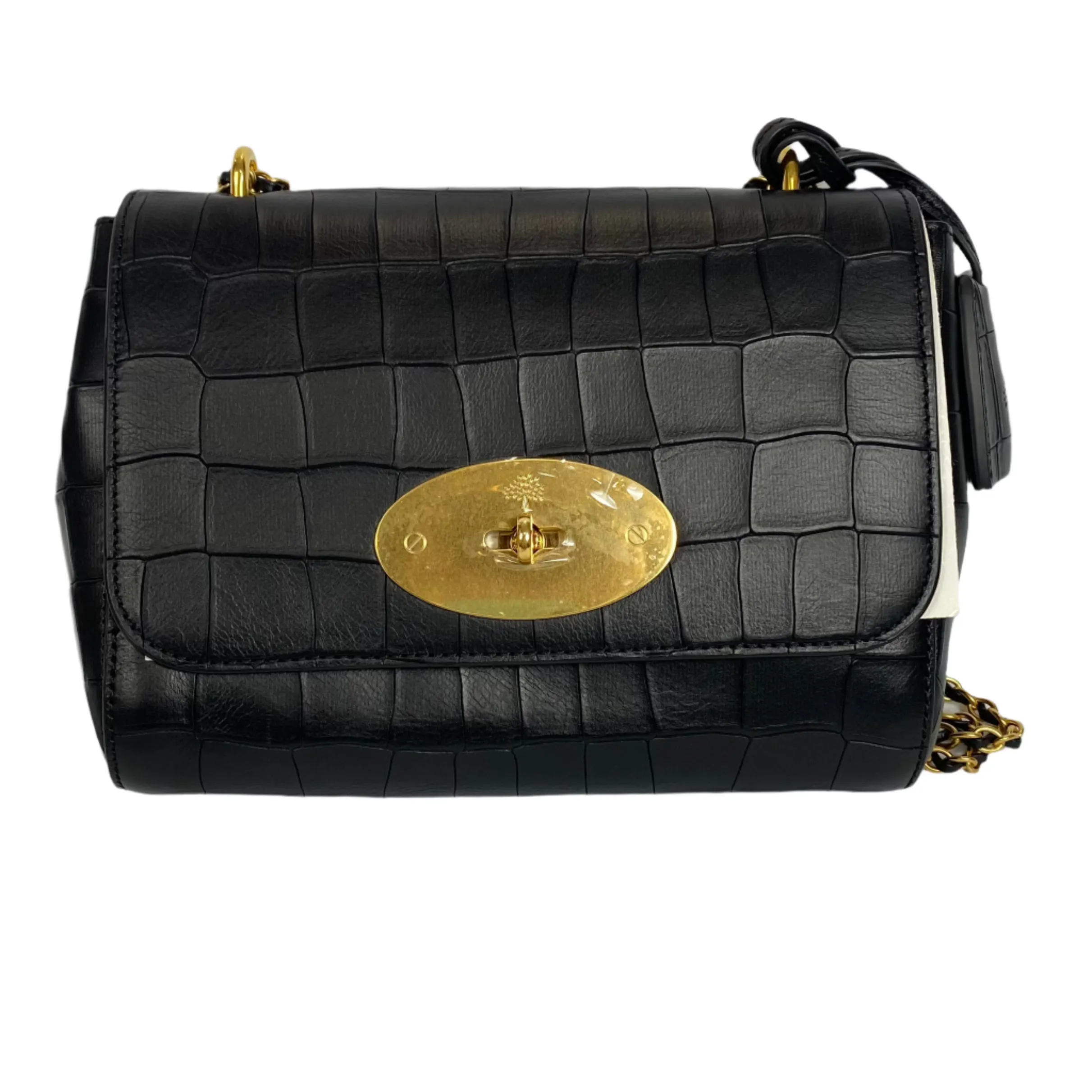 Mulberry Brand New £995 Black Croc Small Lily Shoulderbag