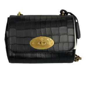 Mulberry Brand New £995 Black Croc Small Lily Shoulderbag