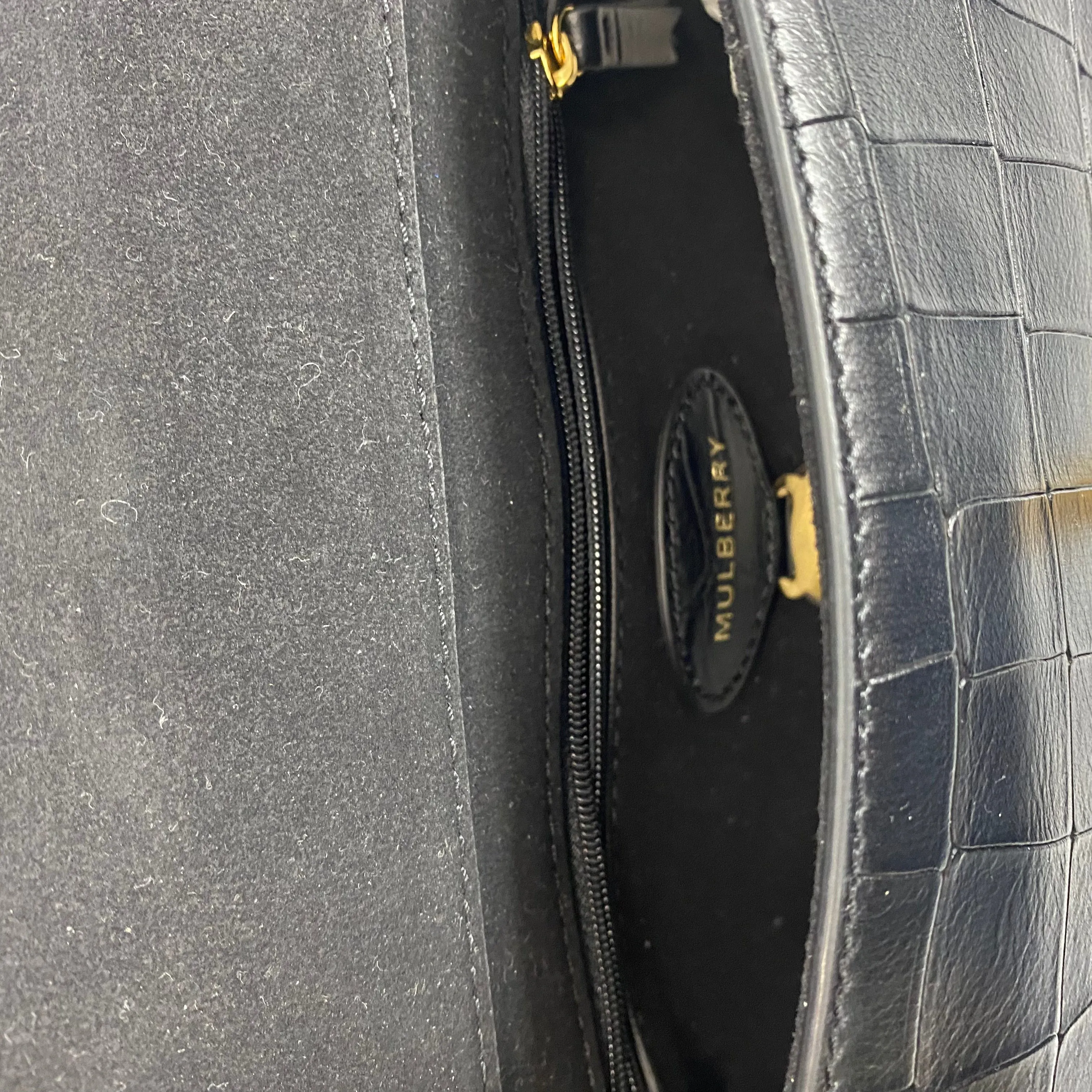 Mulberry Brand New £995 Black Croc Small Lily Shoulderbag