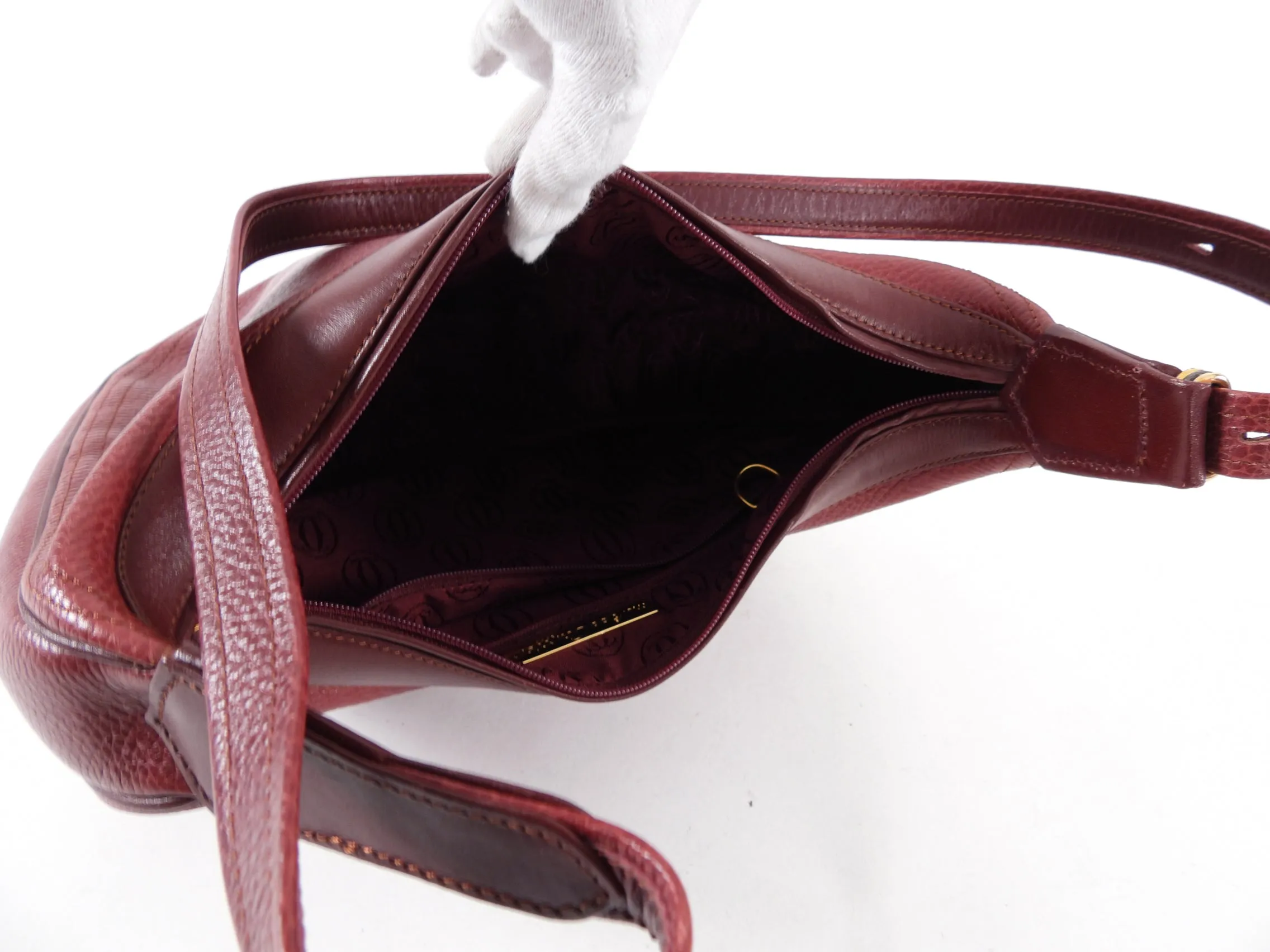 Must de Cartier Vintage Burgundy Leather Shoulder Bag