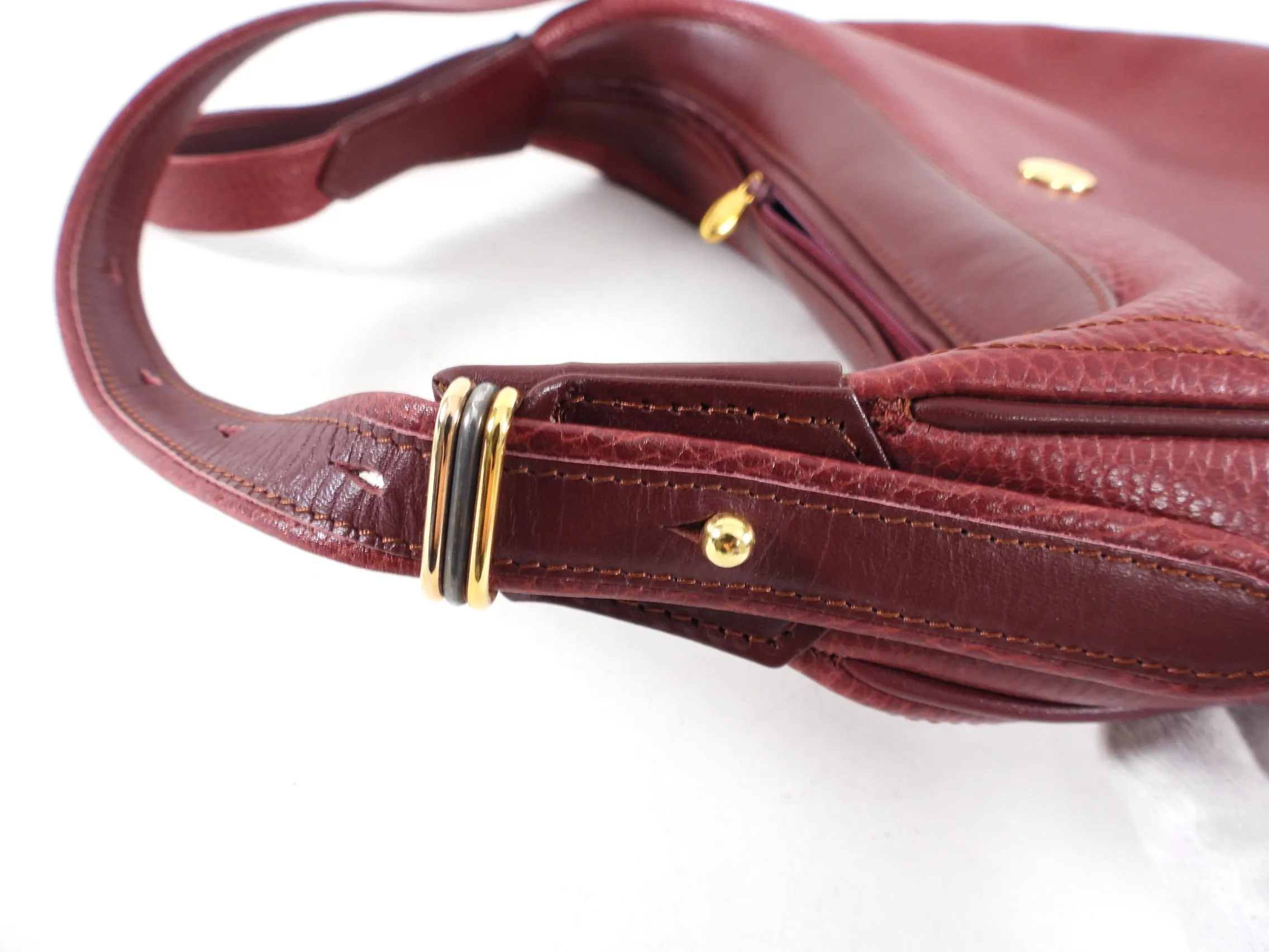 Must de Cartier Vintage Burgundy Leather Shoulder Bag