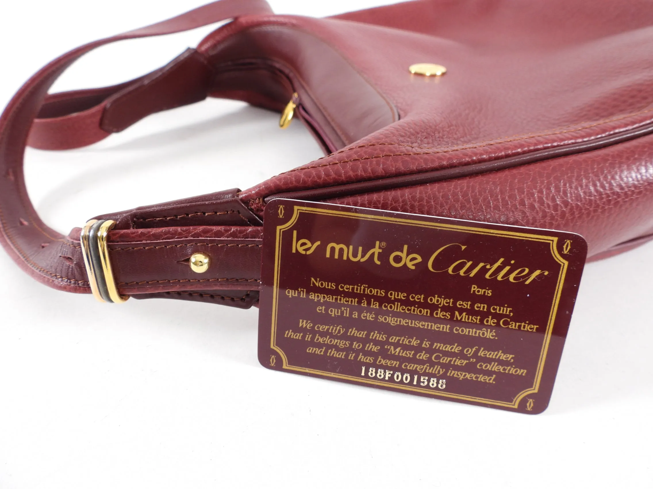 Must de Cartier Vintage Burgundy Leather Shoulder Bag