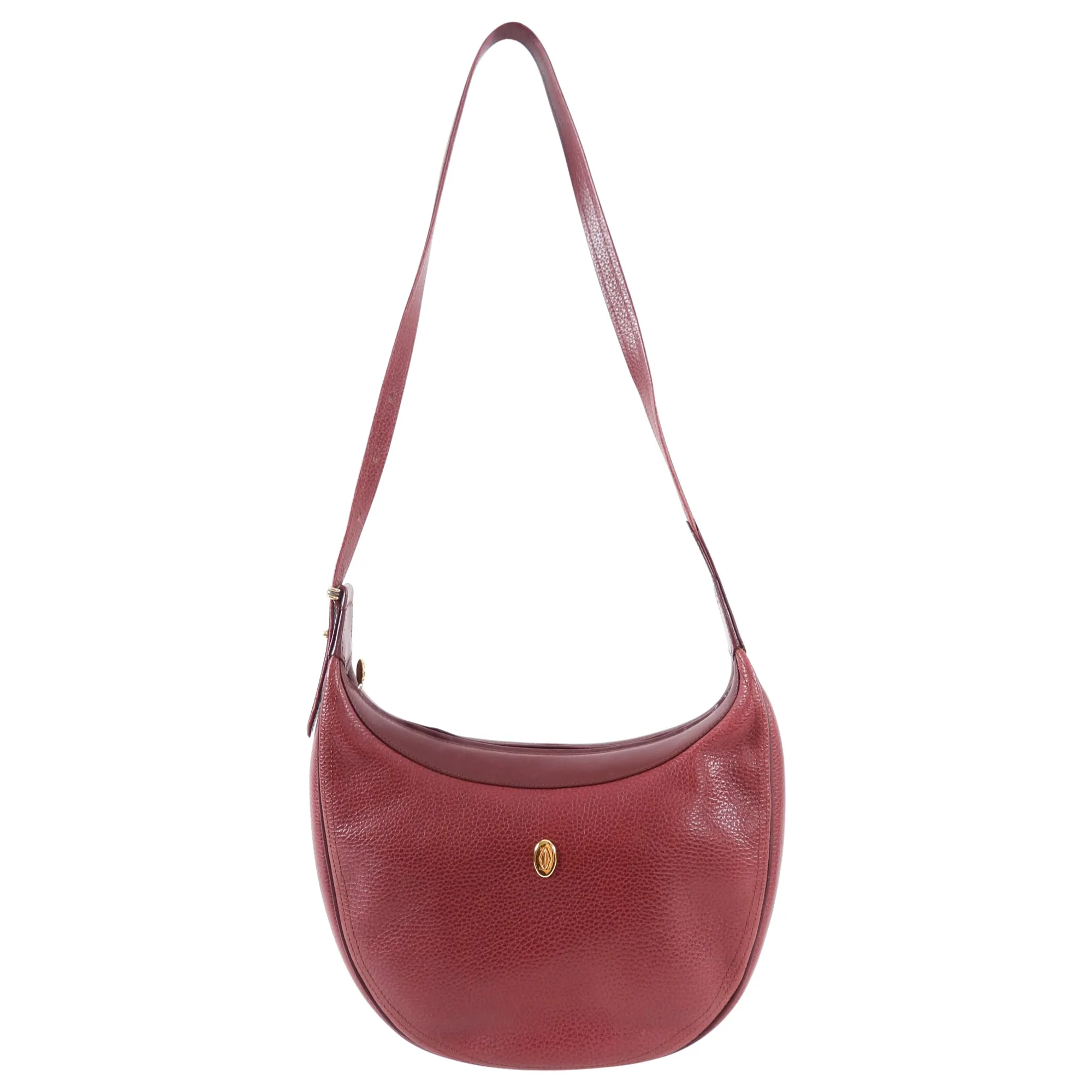 Must de Cartier Vintage Burgundy Leather Shoulder Bag