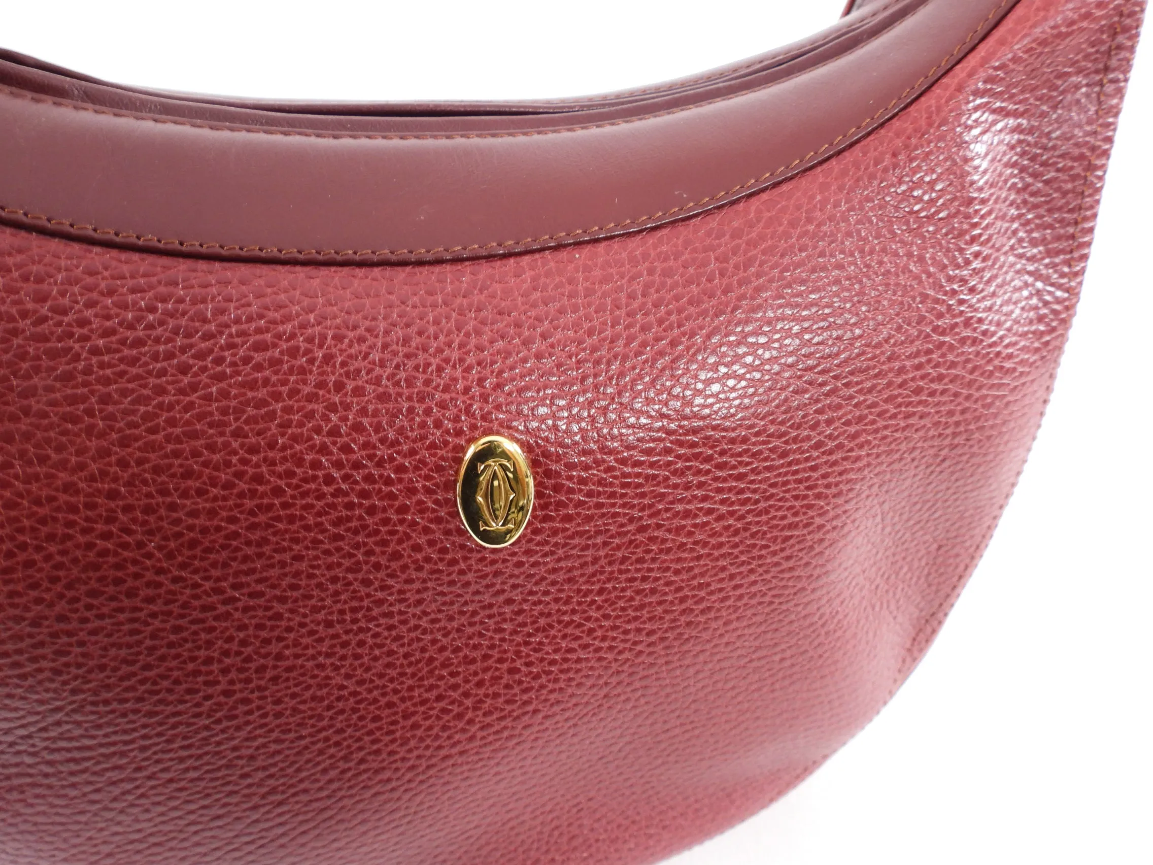 Must de Cartier Vintage Burgundy Leather Shoulder Bag