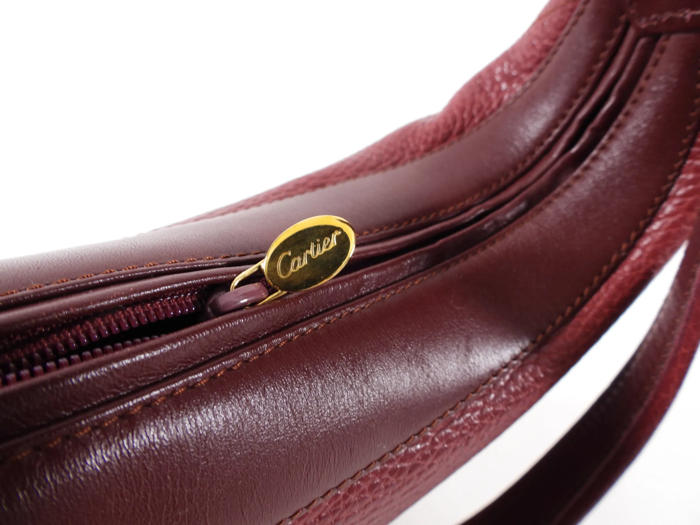 Must de Cartier Vintage Burgundy Leather Shoulder Bag