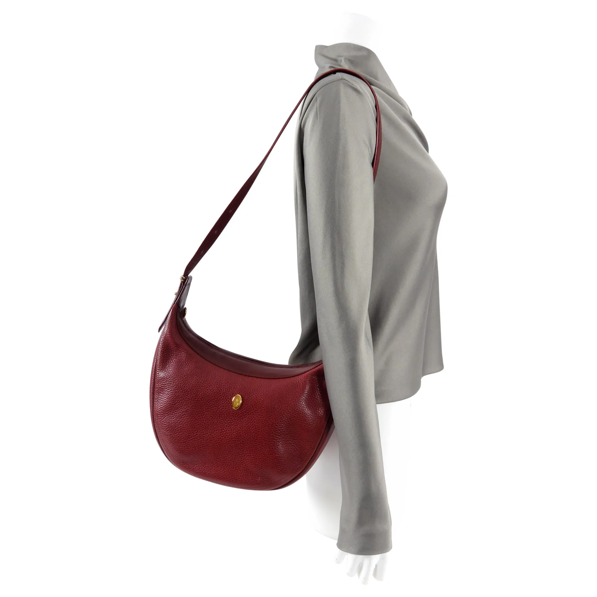 Must de Cartier Vintage Burgundy Leather Shoulder Bag
