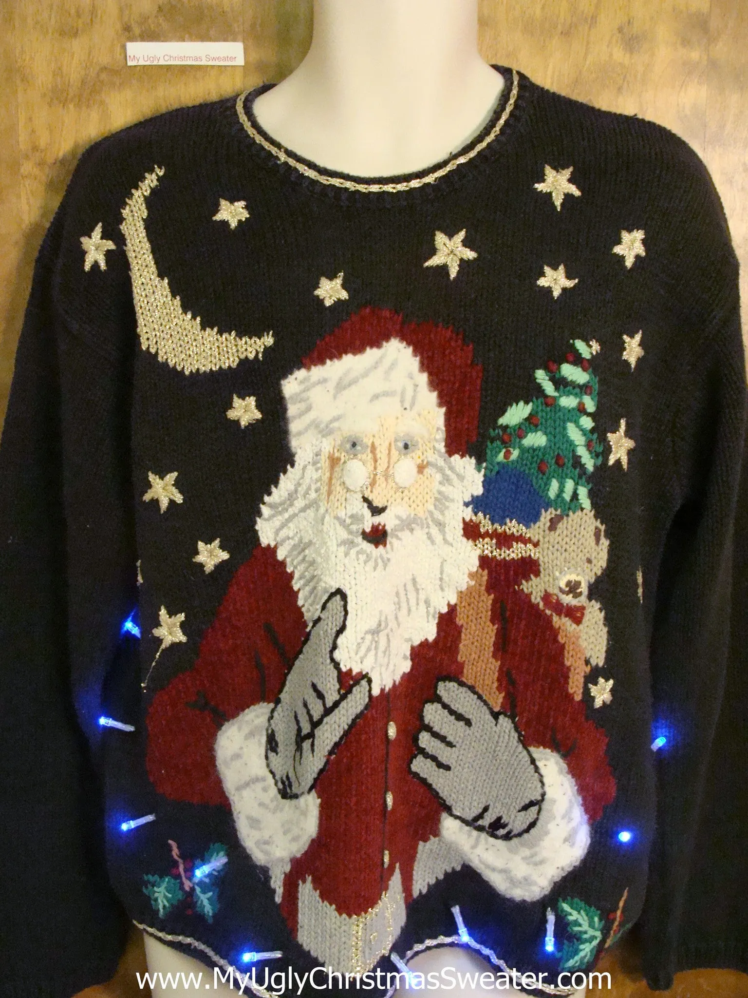 Naughty or Nice Santa Cute Christmas Sweater with Lights