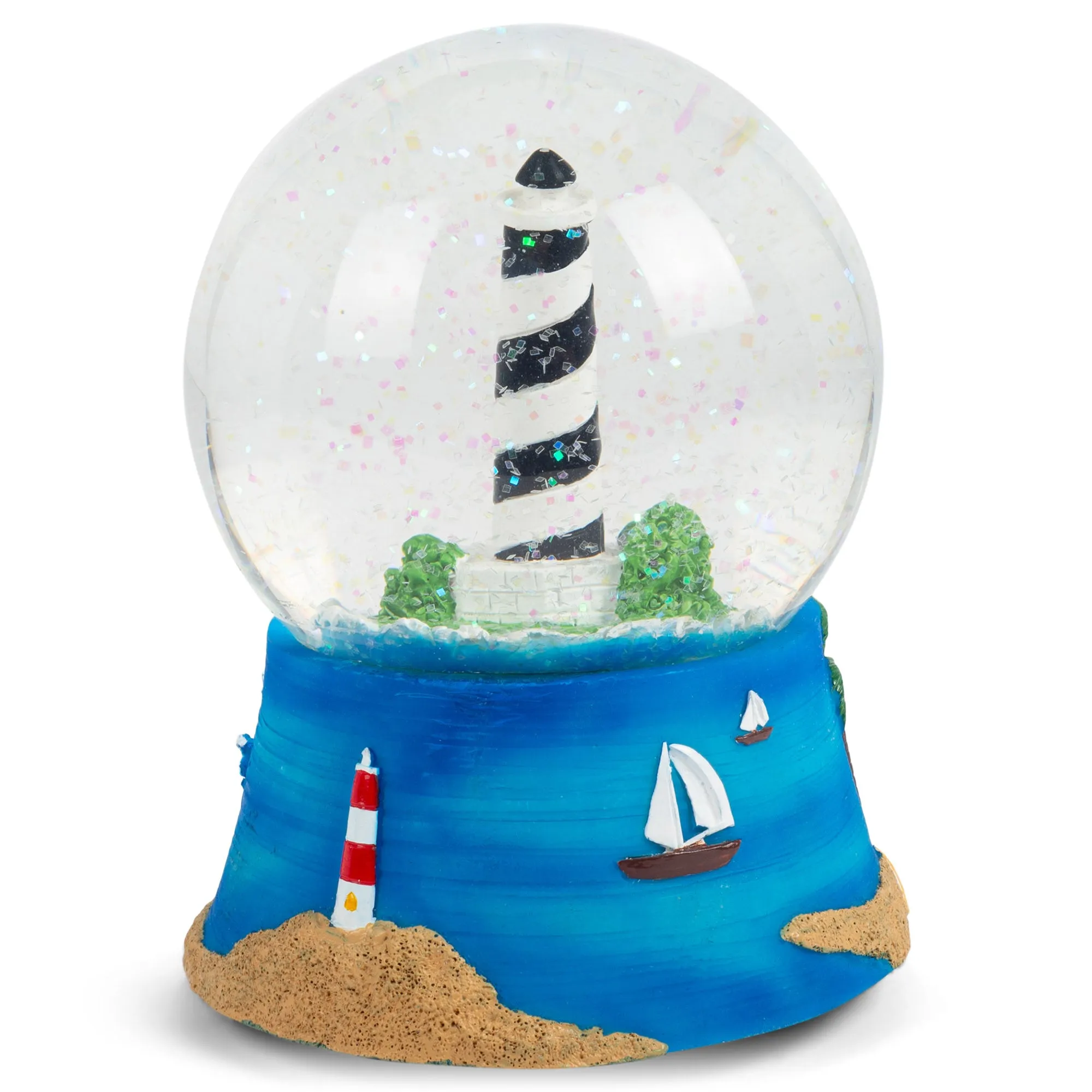 Nautical Lighthouse Figurine 100MM Snow Globe Plays Tune By the Beautiful Sea